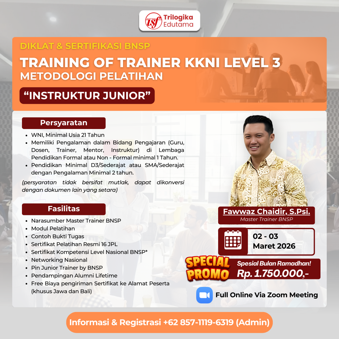 PROMO SPESIAL BULAN RAMADHAN!!! DIKLAT & SERTIFIKASI TOT METODOLOGI LEVEL 3 - ASISTEN INSTRUKTUR FULL ONLINE